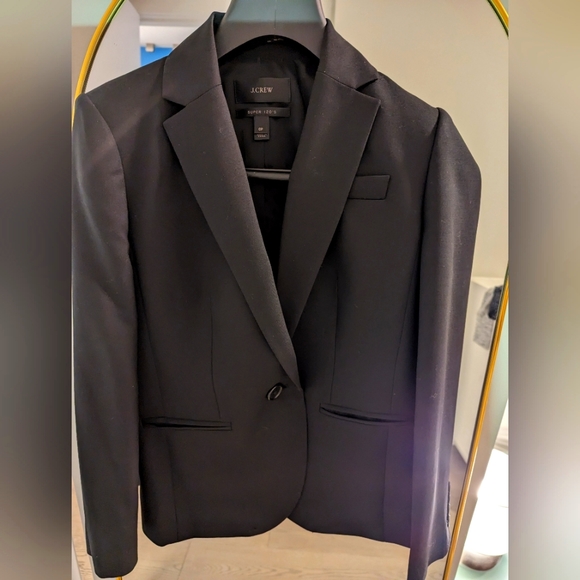 J. Crew Jackets & Blazers - J Crew 1035 Single-Button Blazer AND Skirt Super 120s 100% Merino Wool 0P Black